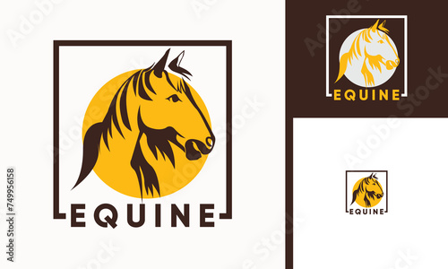 vector elegant stallion head logo with square