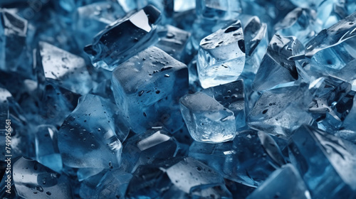 Ice cubes, crystals, pieces