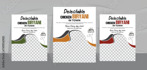 chicken biryani flyer design and restaurant fast food menu poster template