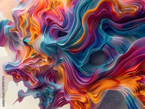 Abstract Art with Colorful Swirls and Flowing Fabrics