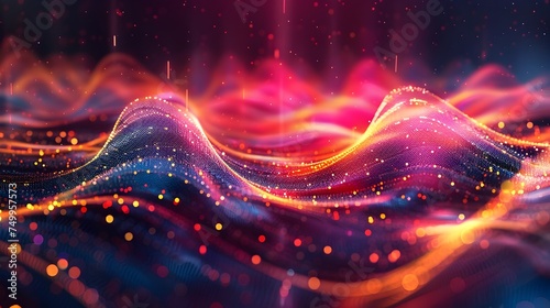 Bright Colorful Waves and Stars Abstract Illustration