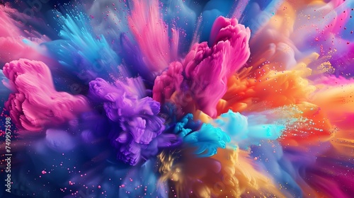 Color Explosion Wallpaper in Realistic Style with Surrealistic Elements