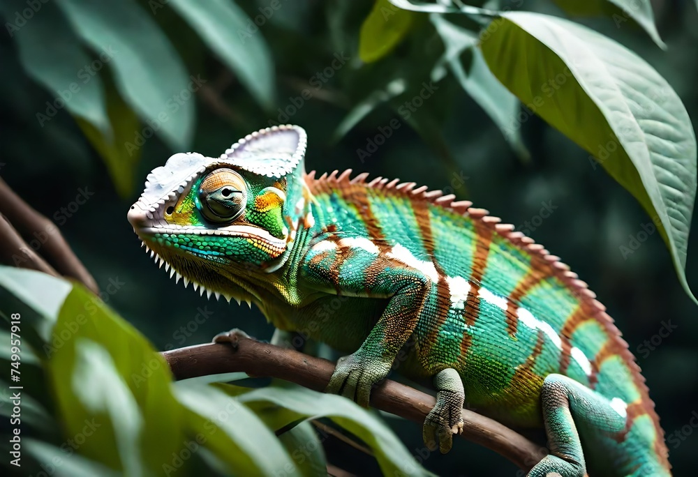 Fototapeta premium green iguana on a branch