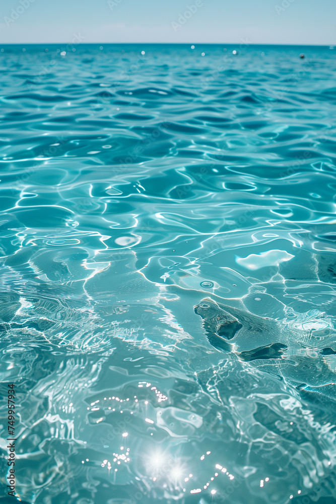 Naklejka premium blue ocean surface with sun rays
