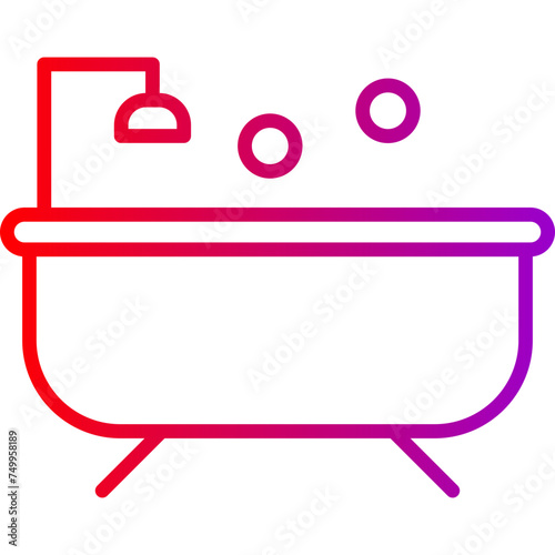 Bathtub Vector Line Gradient Icon