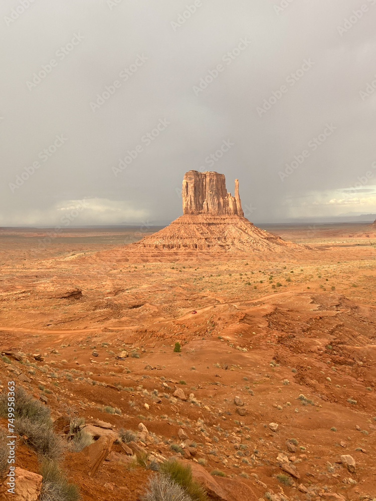 The Monument Valley Navajo Tribal Park in Arizona, USA. View of the West Mitten Butte Monument.