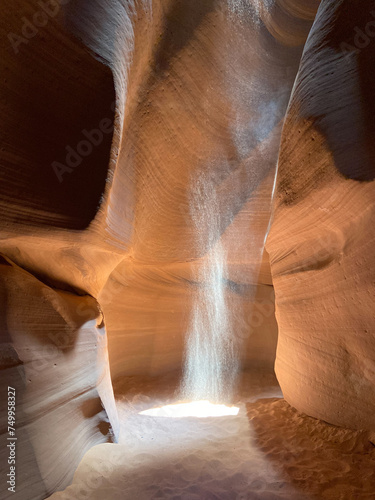 Beautiful light beams in the Antelope Canyon X. Canyon X is a slot canyon in Page, Arizona, USA, located in the exact same Antelope Canyon as the famous Upper and Lower Antelope Canyons. photo