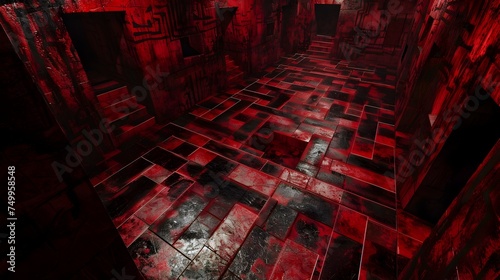 Red Maze in Gothic Horror and Apocalypse Landscape Style