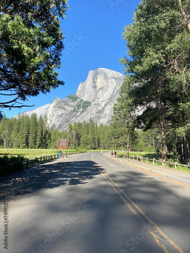 The Half Dome is a granite dome at the eastern end of Yosemite Valley in Yosemite National Park, California, USA. View of the Yosemite Valley from just east of Yosemite Village.
