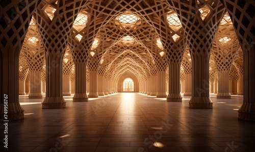 Luxurious mosque interior  Ramadan background