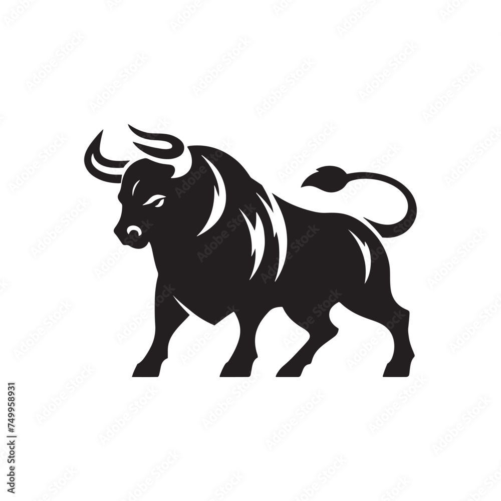 Vetor de Furious Charge: Vector Silhouette of an Angry Bull - Capturing ...