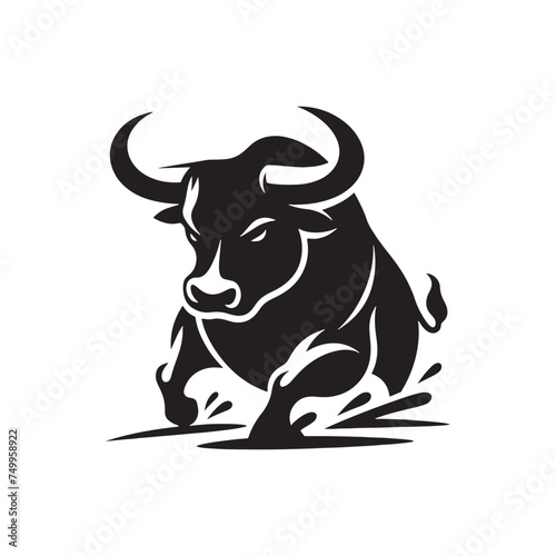 Furious Charge: Vector Silhouette of an Angry Bull - Capturing the Power and Intensity of Its Aggression in Striking Form. Vector Bull, Bull Illustration, Angry Bull Vector,