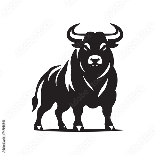 Furious Charge: Vector Silhouette of an Angry Bull - Capturing the Power and Intensity of Its Aggression in Striking Form. Vector Bull, Bull Illustration, Angry Bull Vector,