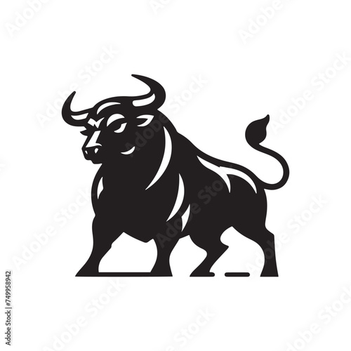 Furious Charge  Vector Silhouette of an Angry Bull - Capturing the Power and Intensity of Its Aggression in Striking Form. Vector Bull  Bull Illustration  Angry Bull Vector 