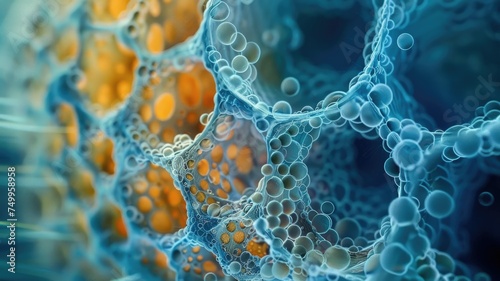 Close-up of 3D rendered cellular structure - Detailed 3D rendering of a cellular structure depicts biological complexities and scientific research © Mickey