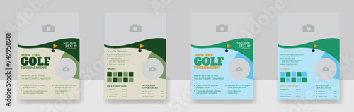 Golf tournament flyer template, vector illustration eps 10 Gold tournament double side or page flyer template