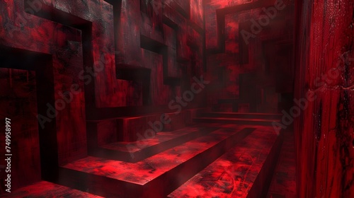 Xenomorph-inspired 3D Maze Wallpaper in Abstract Impressionism Style