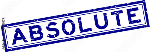 Tableau sur toile Grunge blue absolute word square rubber seal stamp on white background