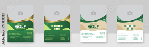 Golf tournament poster template with a golf club and ball, golf game flyer and magazine cover vector Design