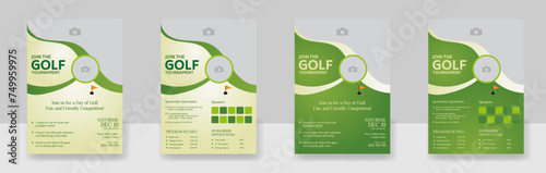 Golf Championship or Tournament Flyer Poster Design, Golf Club Event Banner Vector Template
