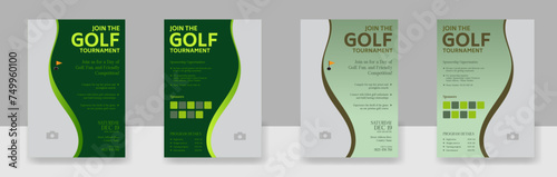 Golf tournament flyer template, vector illustration eps 10 Gold tournament double side or page flyer template
