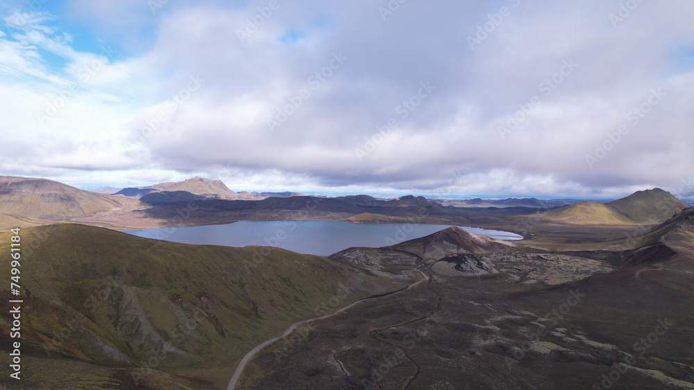 The volcanic crater Stutur in Landmannalaugar highlands next to Frostastadavatn lake. Fjallabak Natural Reserve, Highlands of Iceland.