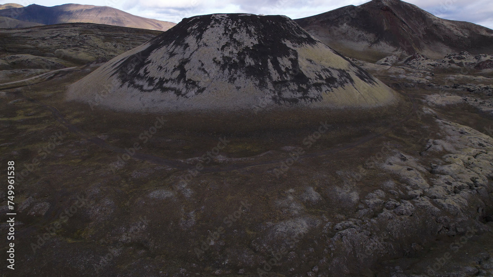 The volcanic crater Stutur in Landmannalaugar highlands next to Frostastadavatn lake. Fjallabak Natural Reserve, Highlands of Iceland.