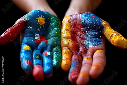 "Painted Hands Showcasing the World and Cultures
