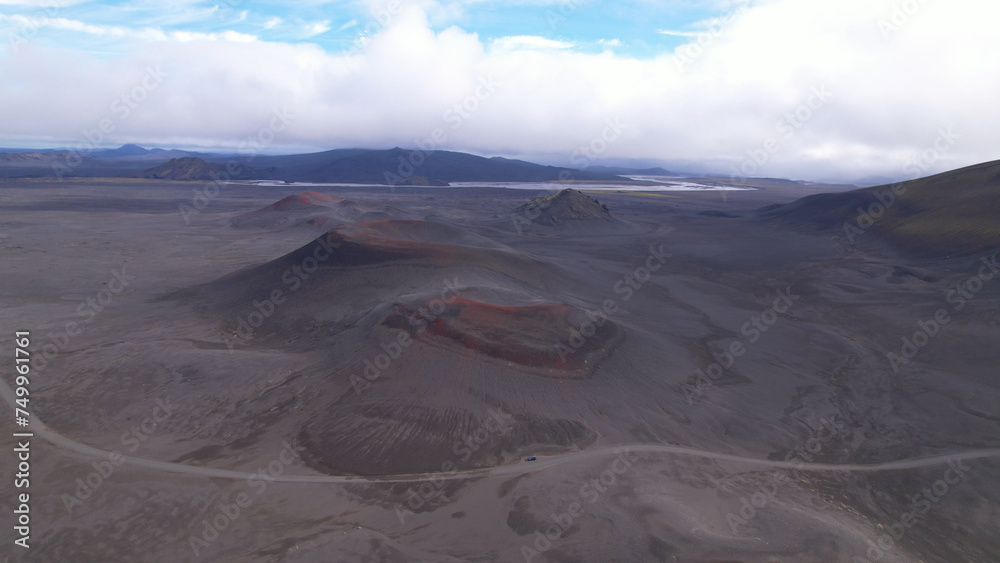 Fjallabak craters in Iceland. Landmannalaugar Black Craters.