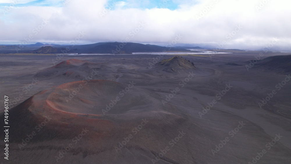 Fjallabak craters in Iceland. Landmannalaugar Black Craters.