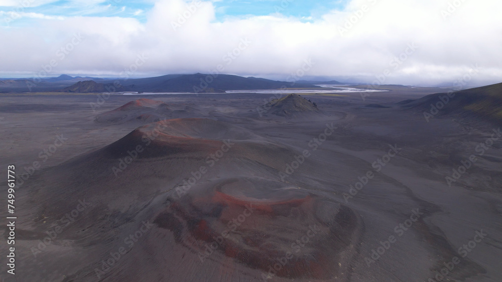 Fjallabak craters in Iceland. Landmannalaugar Black Craters.