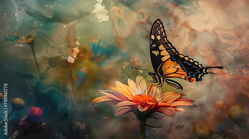 Capture the fleeting moment of a butterfly landing on a flower © Be Naturally
