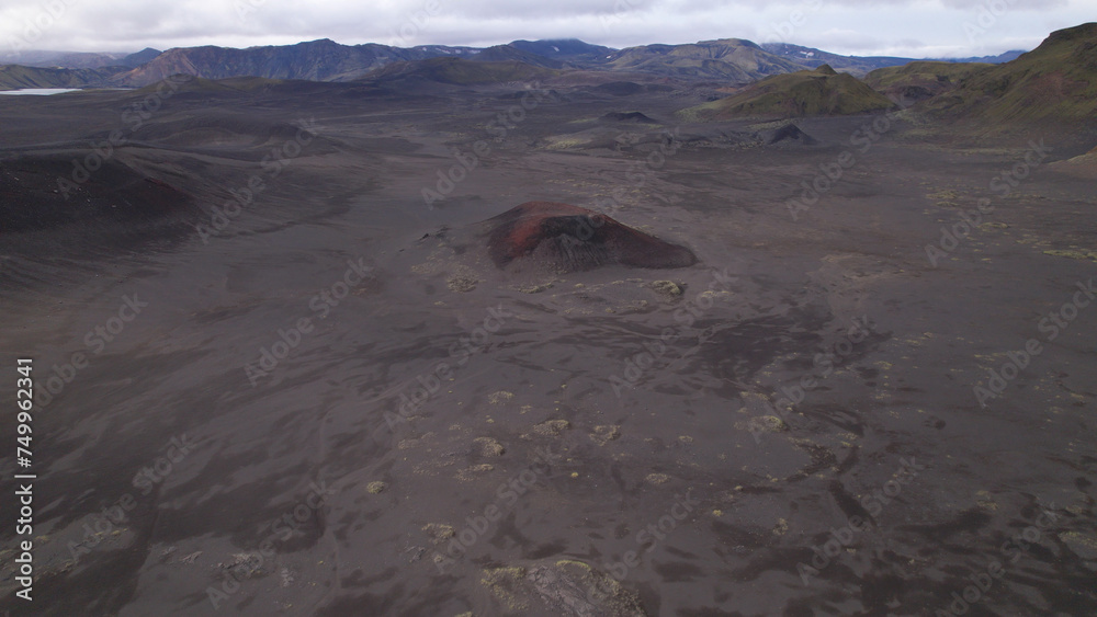 Fjallabak craters in Iceland. Landmannalaugar Black Craters.