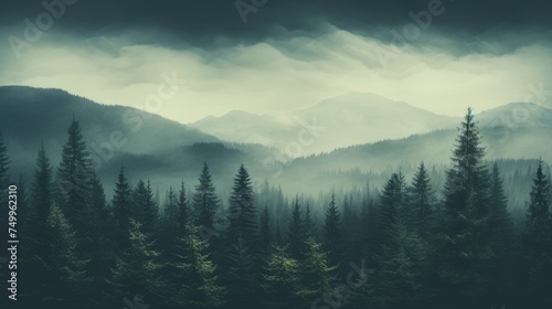 Dense Forest With Trees Under Cloudy Sky