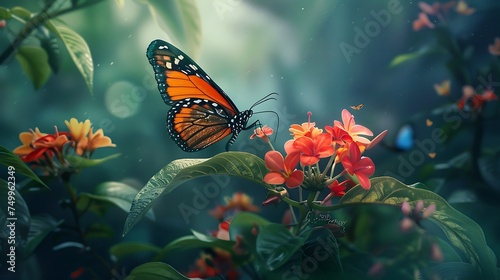 Capture the fleeting moment of a butterfly landing on a flower
