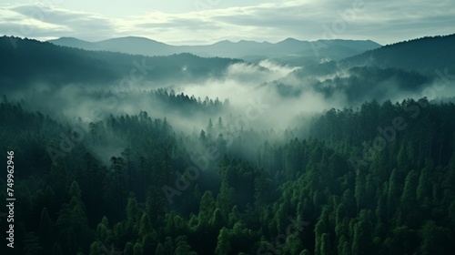 Foggy Forest Filled With Trees