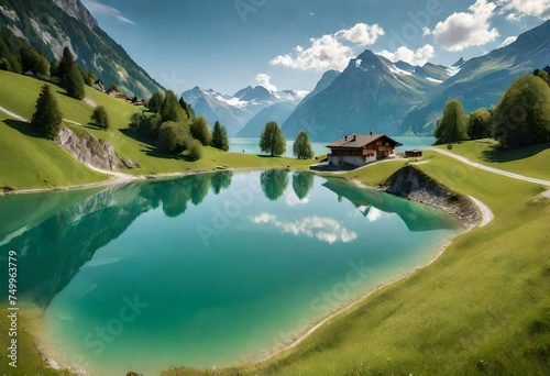 landscape with lake and mountains