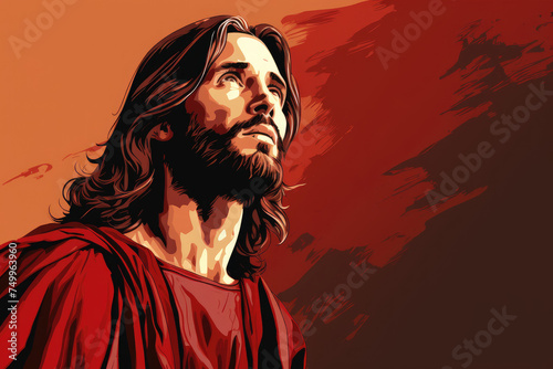 Illustration of Jesus portrait in graphic novel style