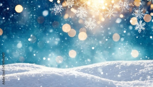 winter landscape with snowflakes and bright bokeh © Jayla