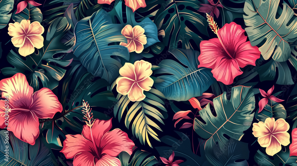Exotic floral pattern wallpaper texture