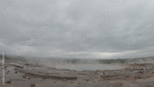 Obraz na płótnie Strokkur is found in the Geysir Geothermal Area, Iceland, named after the Great Geysir. It is the greatest active geyser on site. Geysir itself is in a period of inactivity. w salonie