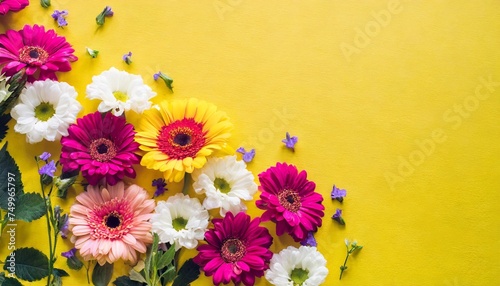colorful flowers on yellow background