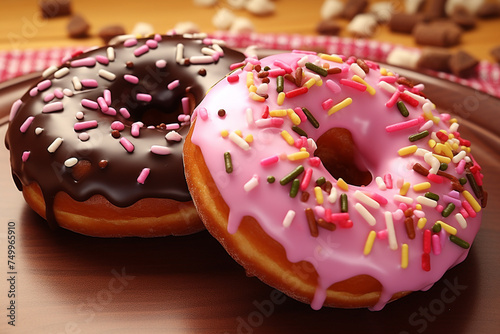 eating donuts, delicious, two donuts, vector, 3d