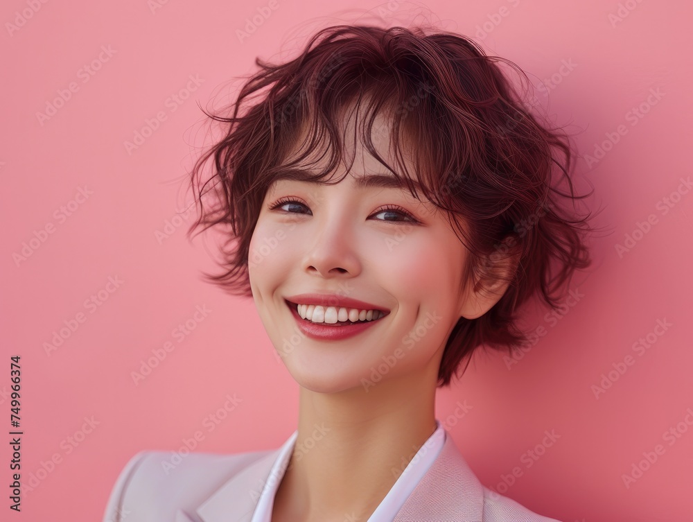 happy smiling or laughing Asian female office worker happy smiling or laughing Asian female office worker