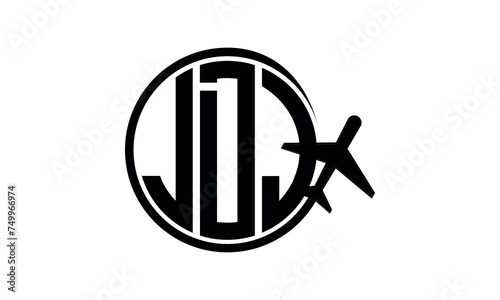 JDJ three initial letter circle tour & travel agency logo design vector template. hajj Umrah agency, abstract, wordmark, business, monogram, minimalist, brand, company, flat, tourism agency, tourist