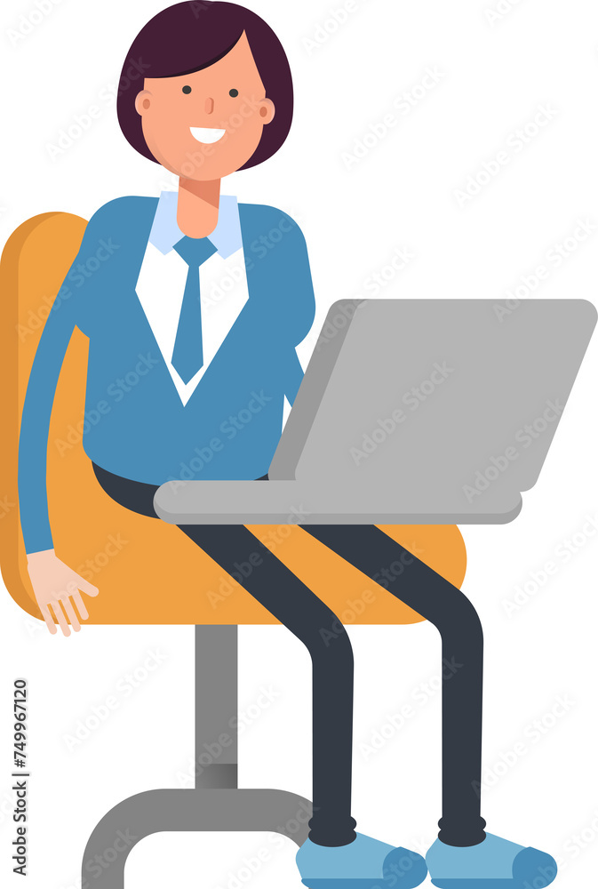 Businesswoman Character Working on Laptop
Businesswoman Character Working on Laptop