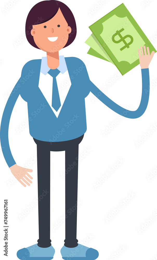 Businesswoman Character Holding Dollar Banknotes
Businesswoman Character Holding Dollar Banknotes