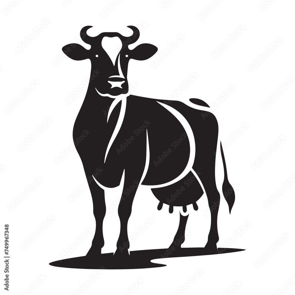 Majestic Bovine: Vector Cow Silhouette - Embodying the Grace and Serenity of the Gentle Giant of the Pastures. Cow Illustration, Cow vector. Majestic Bovine: Vector Cow Silhouette - Embodying the Grace and Serenity of the Gentle Giant of the Pastures. Cow Illustration, Cow vector.