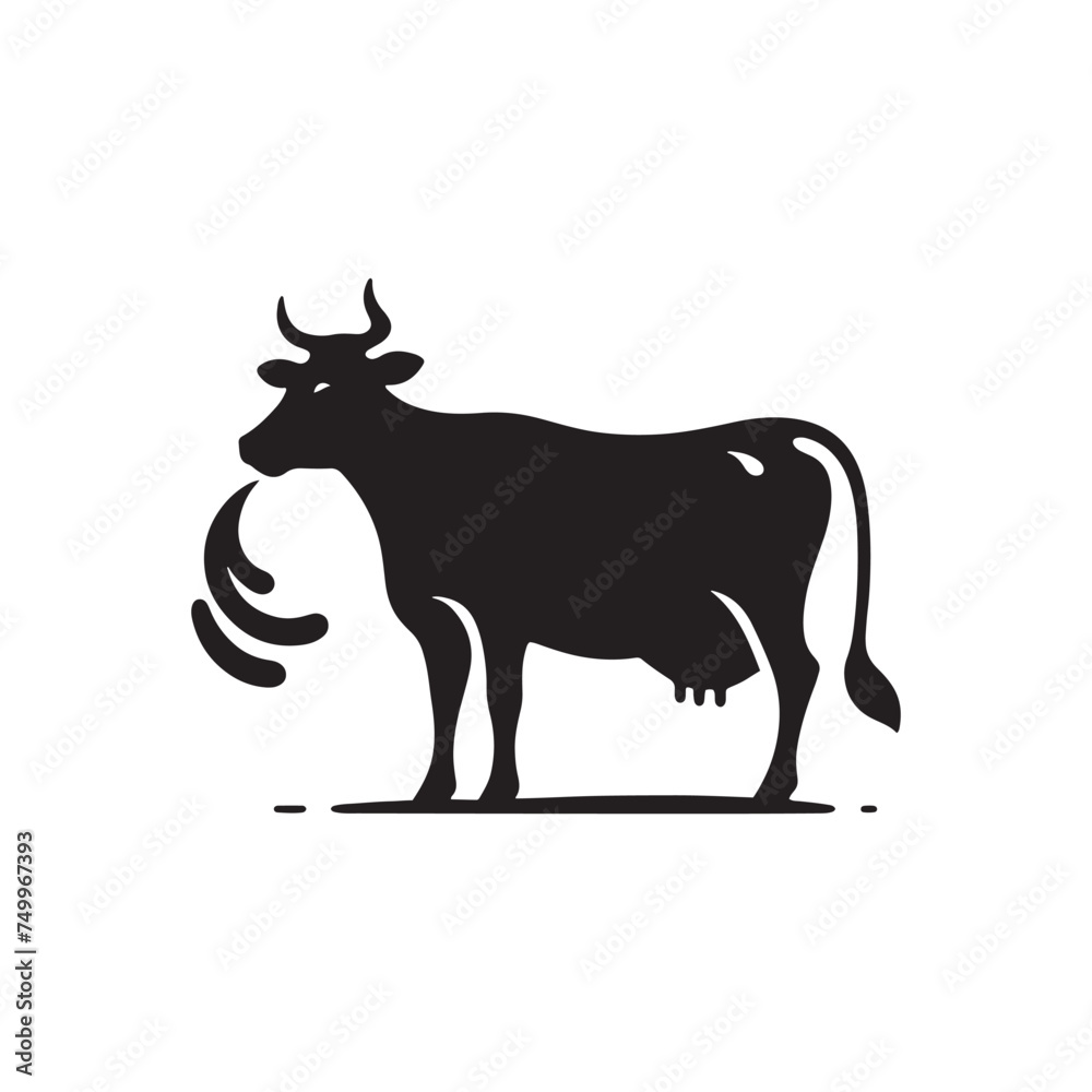 Majestic Bovine: Vector Cow Silhouette - Embodying the Grace and Serenity of the Gentle Giant of the Pastures. Cow Illustration, Cow vector. Majestic Bovine: Vector Cow Silhouette - Embodying the Grace and Serenity of the Gentle Giant of the Pastures. Cow Illustration, Cow vector.