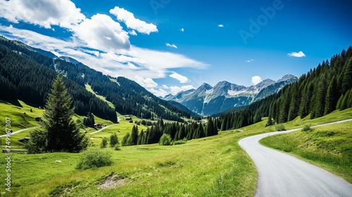 Scenic mountain nature along the Gerlos Alpine Road. Natural landscape with mountain background